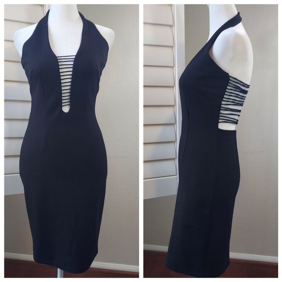 NWT Angel Biba Little Black Halter Dress with Front- Back Straps  Sz 8 - Picture 1 of 15